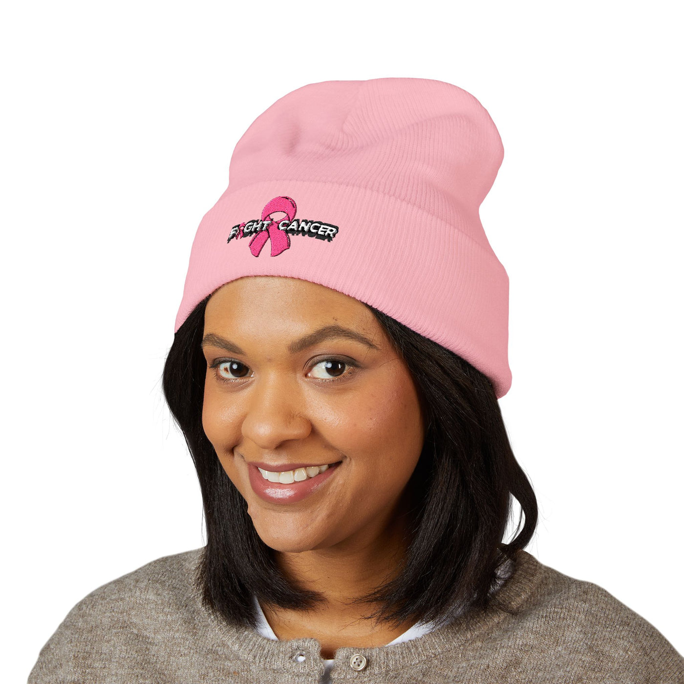 Pink Ribbon Classic Cuffed Beanie