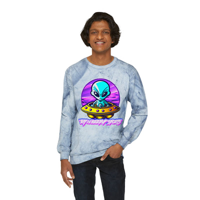 Color Blast Alien Crewneck Sweatshirt – Fun Unisex Apparel for UFO Enthusiasts