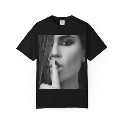Courtnay Unisex Shhh Graphic T-shirt | Trendy Black and White Design