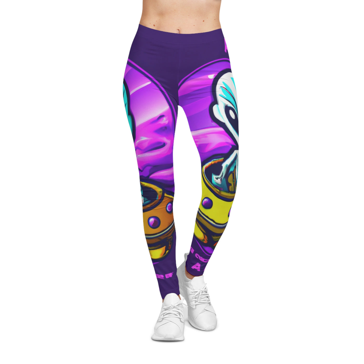 Cosmic Alien Print Leggings for Fun and Active Women