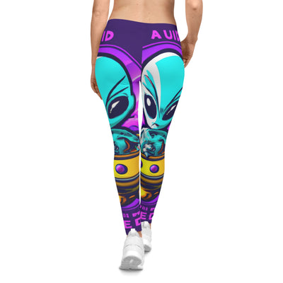 Cosmic Alien Print Leggings for Fun and Active Women