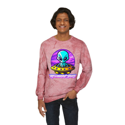 Color Blast Alien Crewneck Sweatshirt – Fun Unisex Apparel for UFO Enthusiasts
