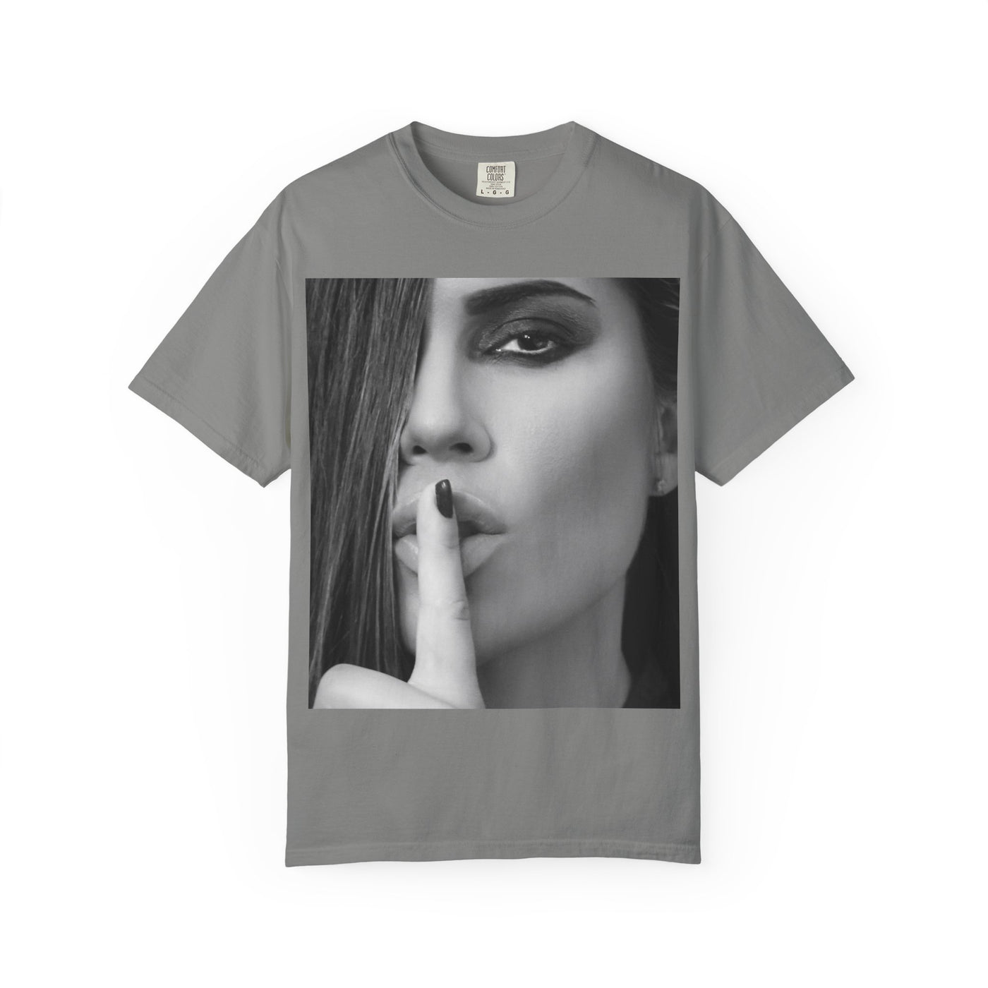 Courtnay Unisex Shhh Graphic T-shirt | Trendy Black and White Design