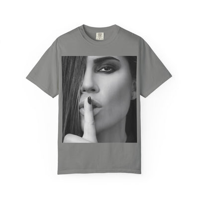 Courtnay Unisex Shhh Graphic T-shirt | Trendy Black and White Design