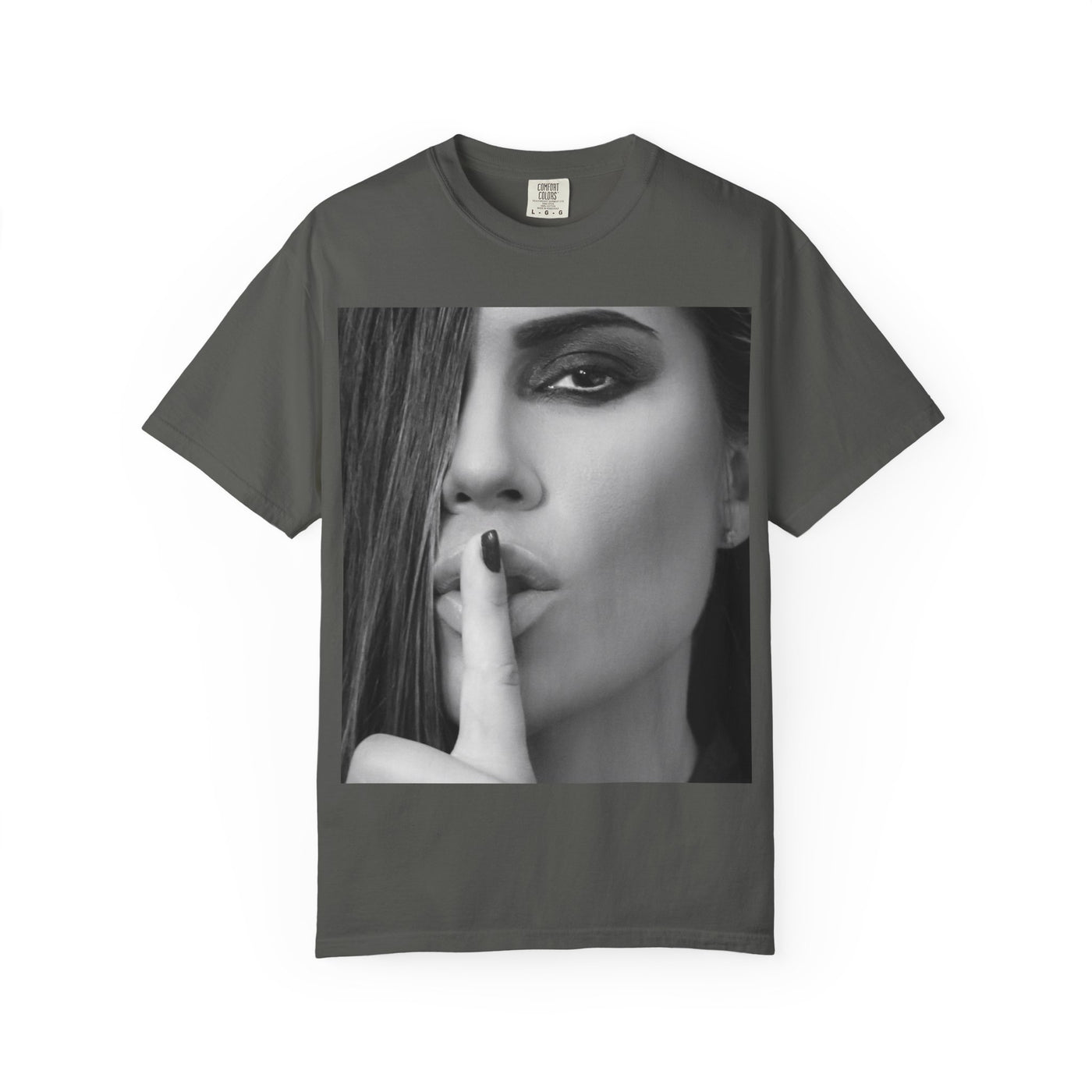 Courtnay Unisex Shhh Graphic T-shirt | Trendy Black and White Design