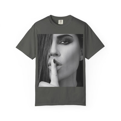 Courtnay Unisex Shhh Graphic T-shirt | Trendy Black and White Design