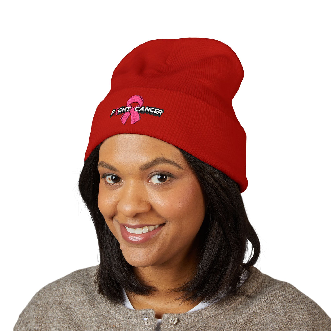 Pink Ribbon Classic Cuffed Beanie