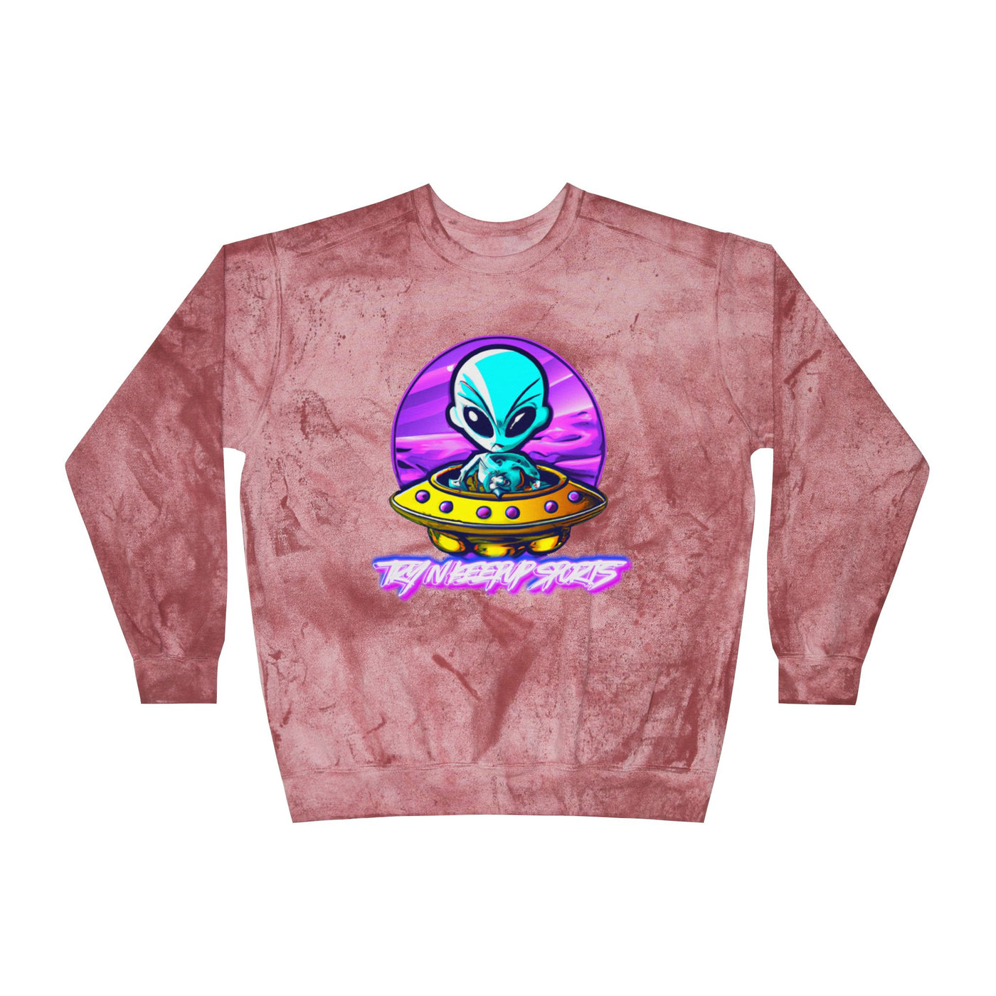 Color Blast Alien Crewneck Sweatshirt – Fun Unisex Apparel for UFO Enthusiasts