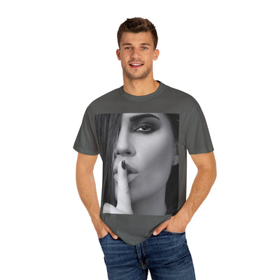 Courtnay Unisex Shhh Graphic T-shirt | Trendy Black and White Design