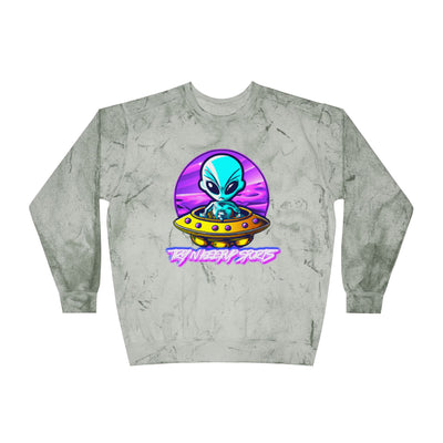 Color Blast Alien Crewneck Sweatshirt – Fun Unisex Apparel for UFO Enthusiasts