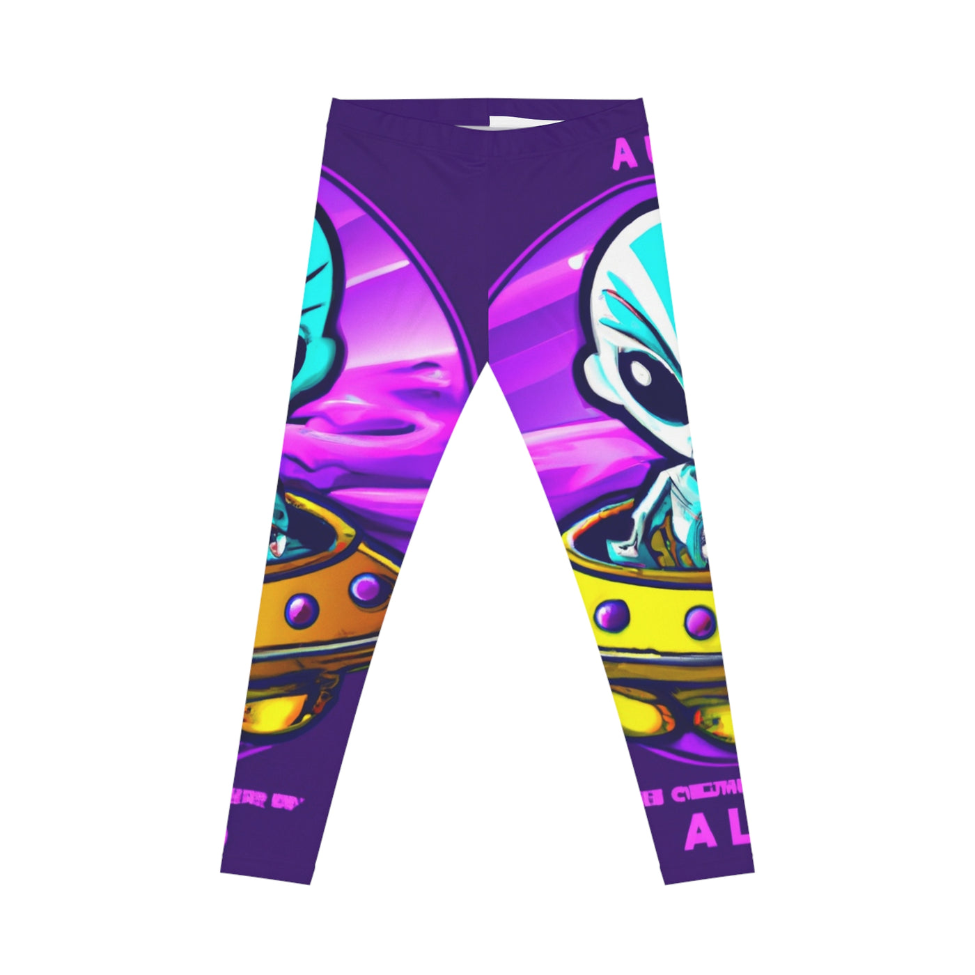 Cosmic Alien Print Leggings for Fun and Active Women