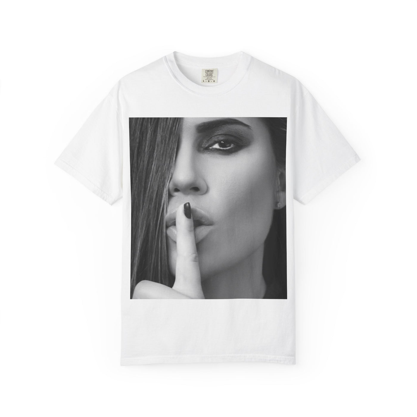 Courtnay Unisex Shhh Graphic T-shirt | Trendy Black and White Design