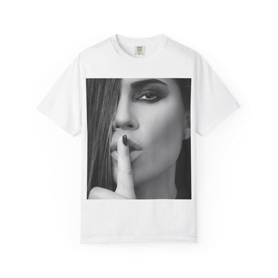 Courtnay Unisex Shhh Graphic T-shirt | Trendy Black and White Design