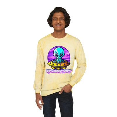 Color Blast Alien Crewneck Sweatshirt – Fun Unisex Apparel for UFO Enthusiasts