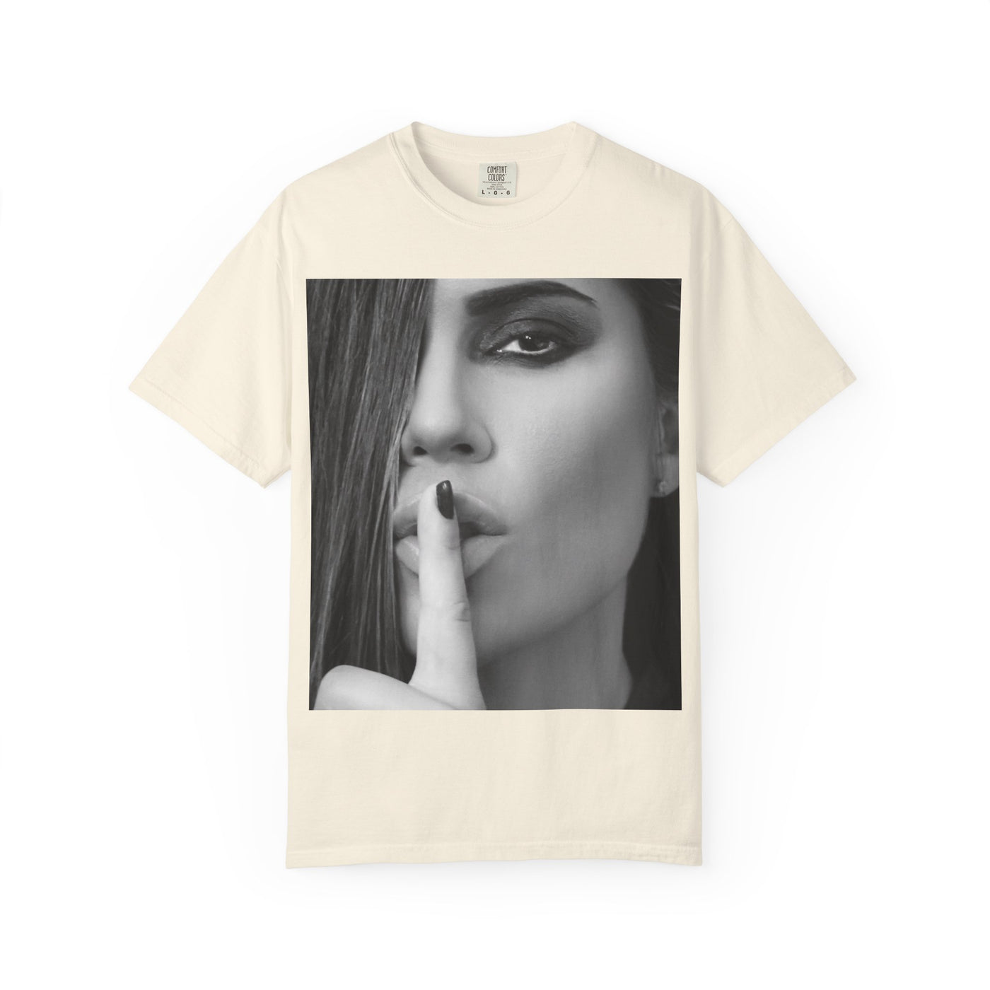 Courtnay Unisex Shhh Graphic T-shirt | Trendy Black and White Design