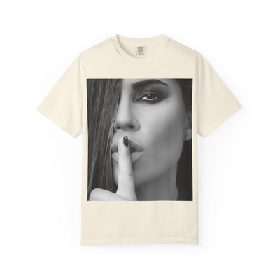 Courtnay Unisex Shhh Graphic T-shirt | Trendy Black and White Design