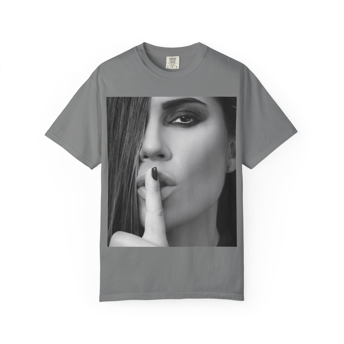 Courtnay Unisex Shhh Graphic T-shirt | Trendy Black and White Design