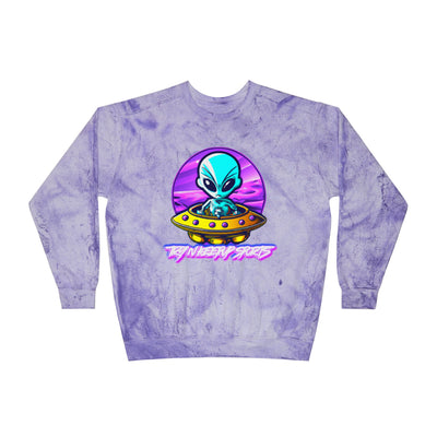 Color Blast Alien Crewneck Sweatshirt – Fun Unisex Apparel for UFO Enthusiasts