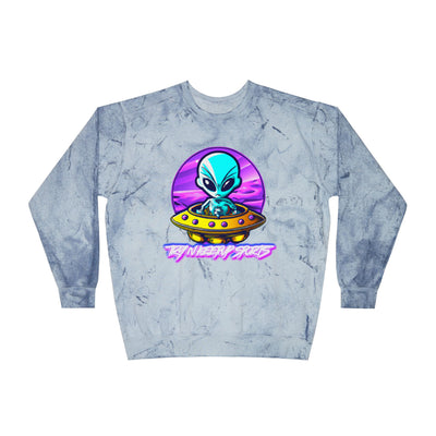 Color Blast Alien Crewneck Sweatshirt – Fun Unisex Apparel for UFO Enthusiasts